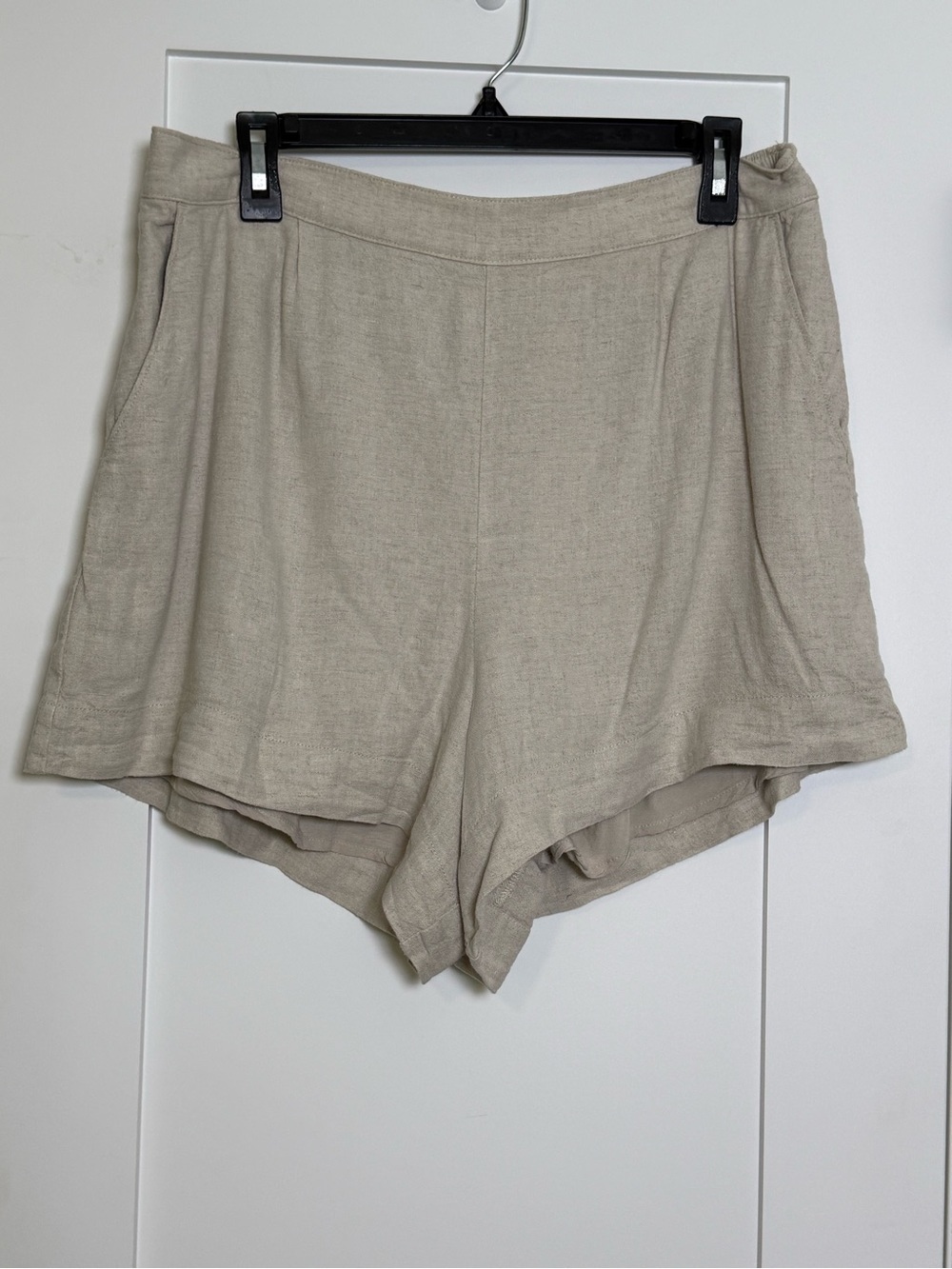 Abercrombie & Fitch Neutral Linen-Blend High Waist Shorts